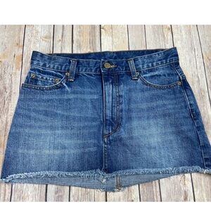 Free People Blue Denim Mini Skirt frayed
